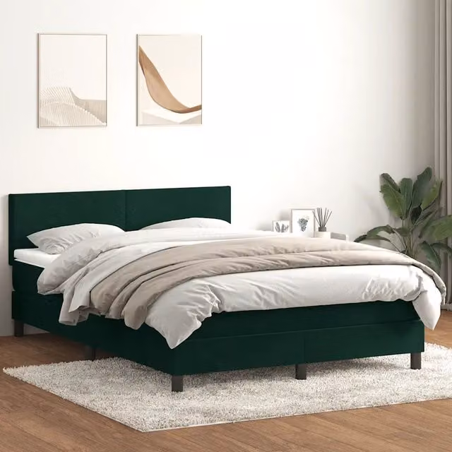 Giroletto a Molle con Materasso Verde Scuro 160x220 cm Velluto 3316074