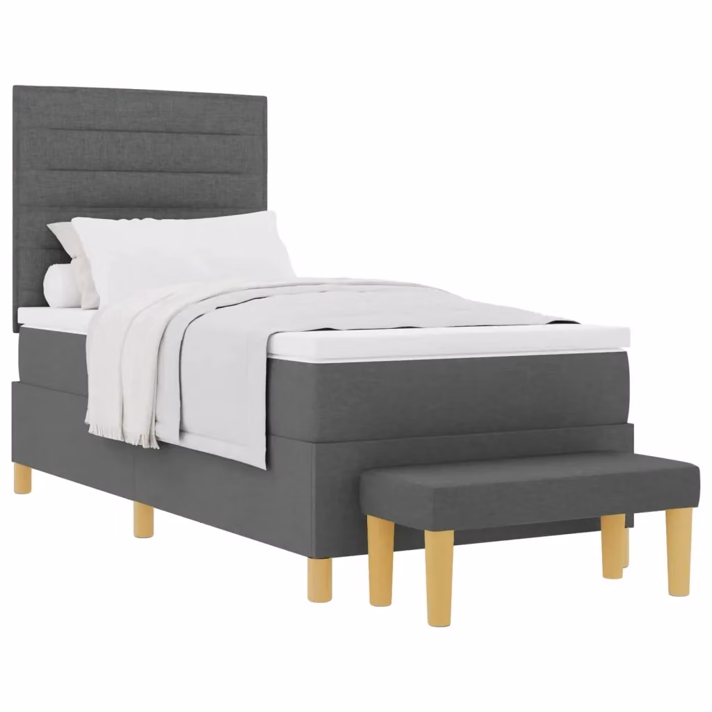 Letto a molle con cuscino vidaXL in tessuto grigio L: 90 cm, P: 200 cm, H: 128 cm – 2