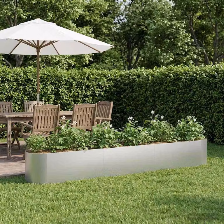 Letto rialzato da giardino vidaXL in acciaio zincato argento L: 280 cm, P: 40 cm, H: 40 cm