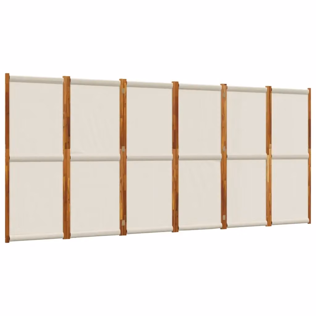 Divisorio a 6 Pannelli vidaXL in Legno di Acacia Oliato e Textilene Grigio L: 420 cm, H: 180 cm – 2