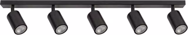 Plafoniera moderna a barra Sigma Lighting Zoom nera con 5 spot GU10 regolabili e dimmerabili