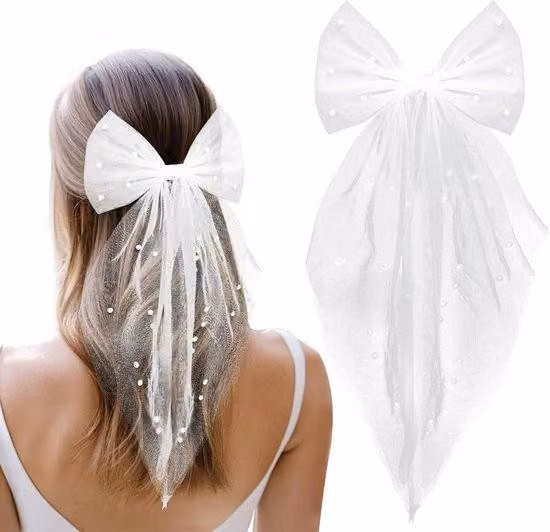 Velo con perla per matrimoni e feste - Bianco - Accessori da sposa