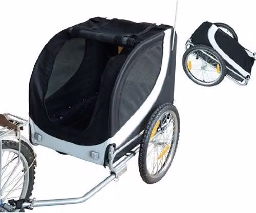 Rimorchio per Animali Domestici Pieghevole da Bicicletta 130x90x110 cm Bianco e Nero