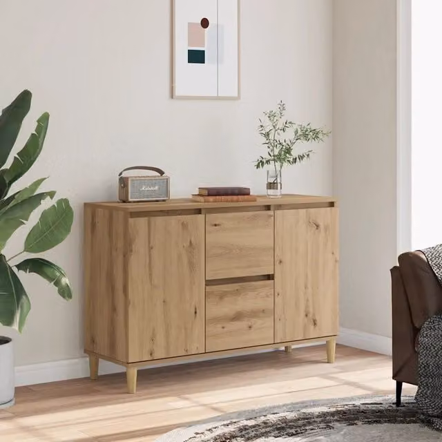 Credenza sospesa vidaXL in legno rovere marrone con design minimalista L: 102 cm, P: 35 cm, H: 70 cm