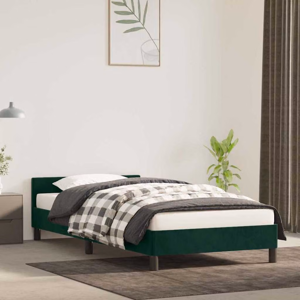 vidaXL Giroletto in Velluto Verde Scuro con Struttura Imbottita L/P: 100 x 200 cm