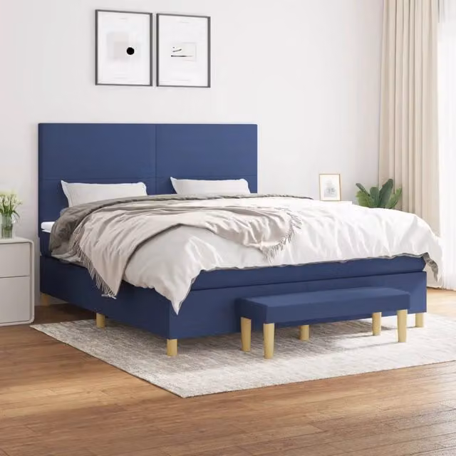 Letto Ibrido con Giroletto a Molle e Materasso vidaXL, Blu e Bianco, L/P: 180 x 200 cm – 1