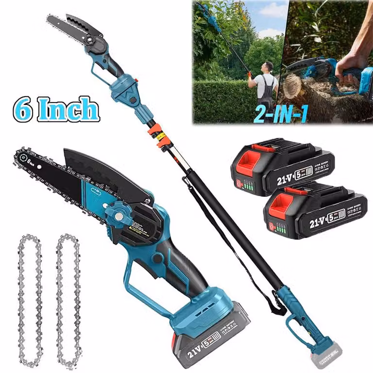 Troncatrice elettrica - 2 batterie - lama da 6 pollici - per potatura e potatura di rami