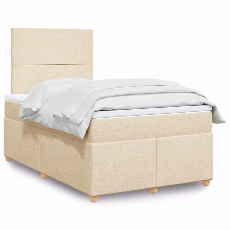 Maison Exclusive - Giroletto a Molle con Materasso Crema 120x200 cm in Tessuto