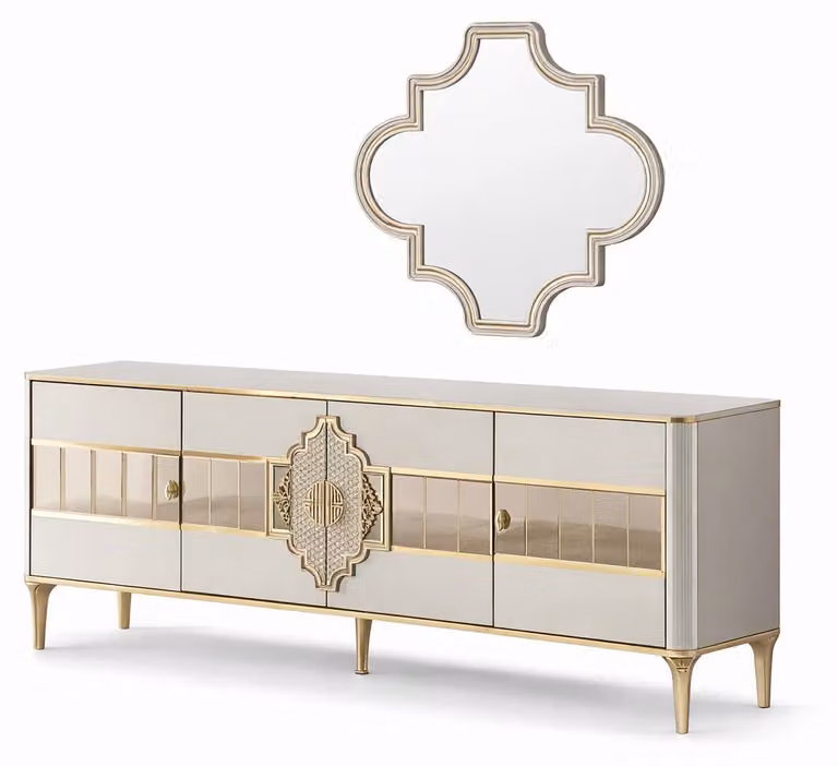 Elegante mobile contenitore a buffet con specchio, dal design moderno