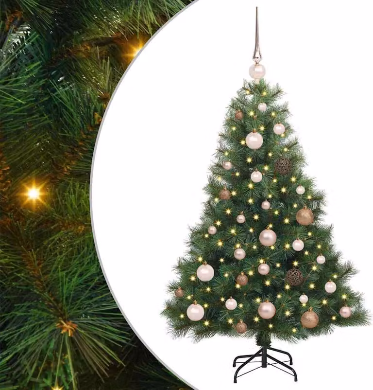 Albero di Natale artificiale con 150 LED Verde 120 cm PE e PVC