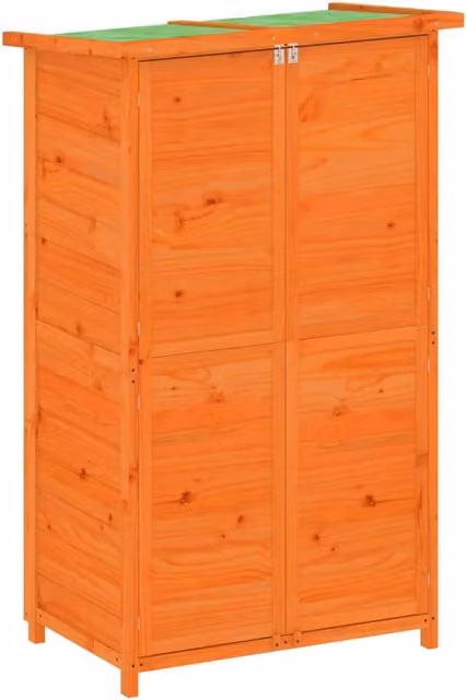 Casetta da giardino e ripostiglio esterno in legno massello di pino marrone, L: 83 cm, P: 57 cm, H: 140 cm