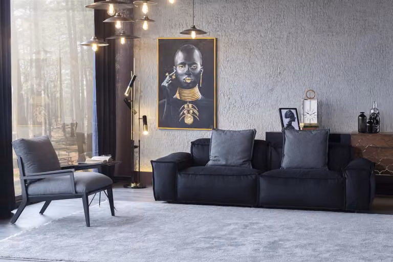 Set 2-tlg Sofa + Sessel Mittelweich bequem Moderner Stil Luxuriös