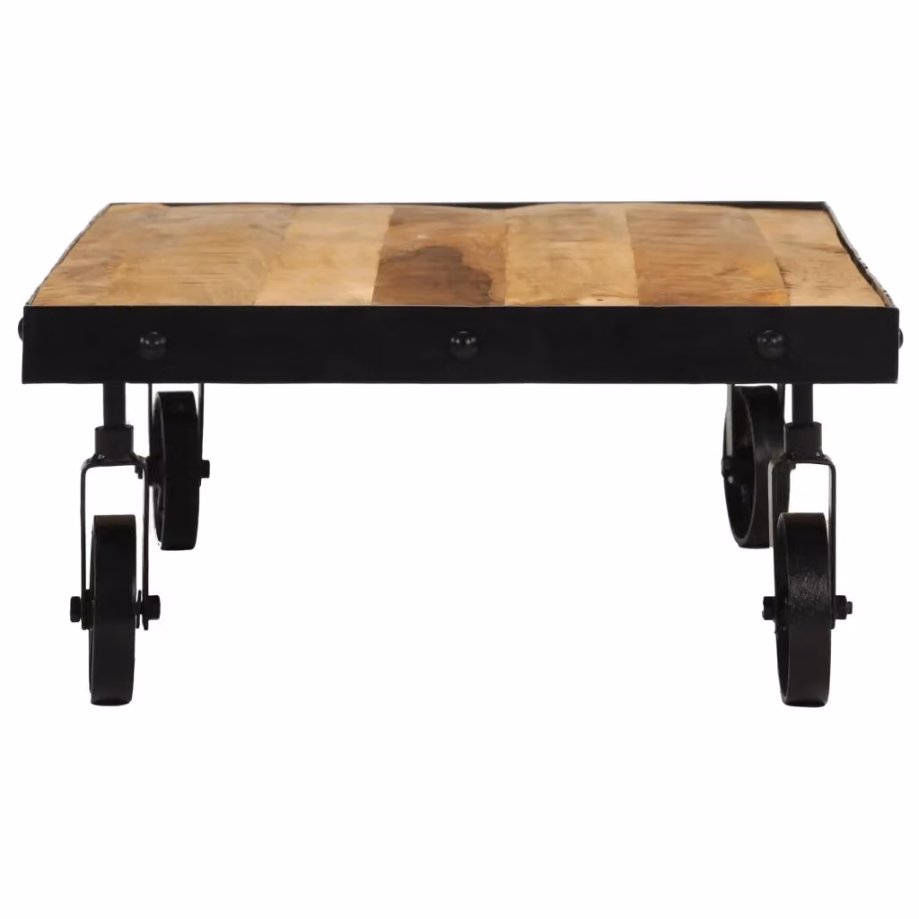 Tavolino da salotto vidaXL in legno di mango marrone con ruote L: 100 cm, P: 55 cm, H: 26 cm – 2