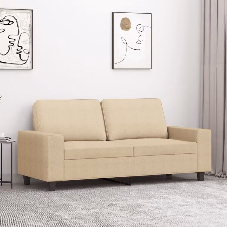 vidaXL Divano a 2 Posti Moderno in Tessuto Beige con Struttura in Metallo