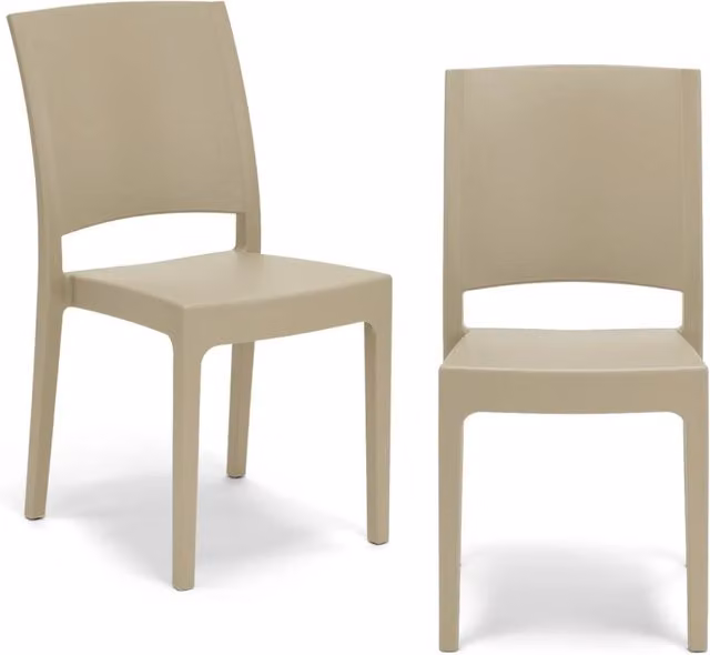 Set di 2 sedie impilabili FLORA Redokasa in polipropilene color beige per cucina, giardino o sala da pranzo