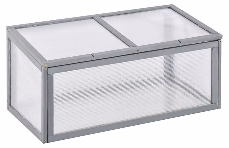 Mini serra - Vassoio di semina in legno per piante | Colore: Grigio | Dimensioni: 46x90x40 cm