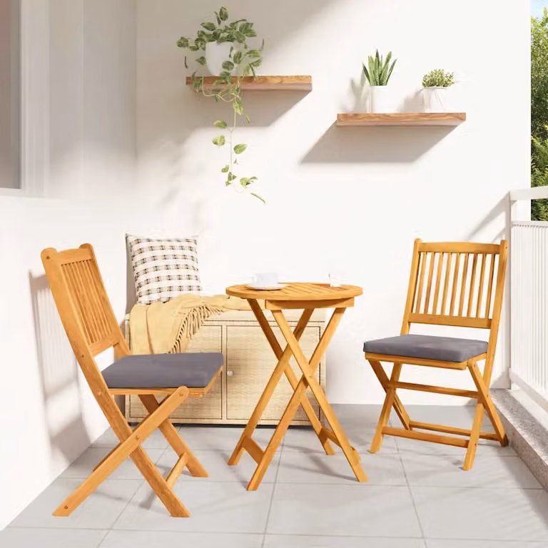 Set Bistro da Giardino vidaXL in Legno di Acacia Marrone 3 Pezzi