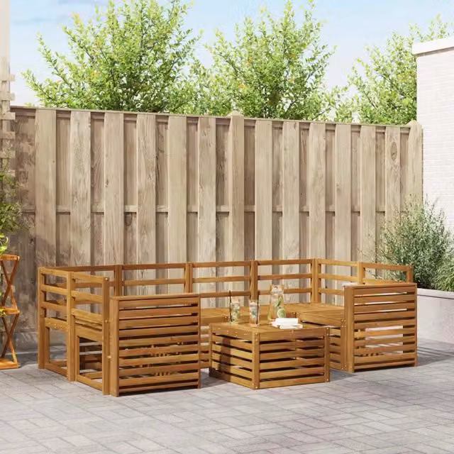 Set di divani da esterno 7 pz Naturale Legno di Acacia Massello 3374454