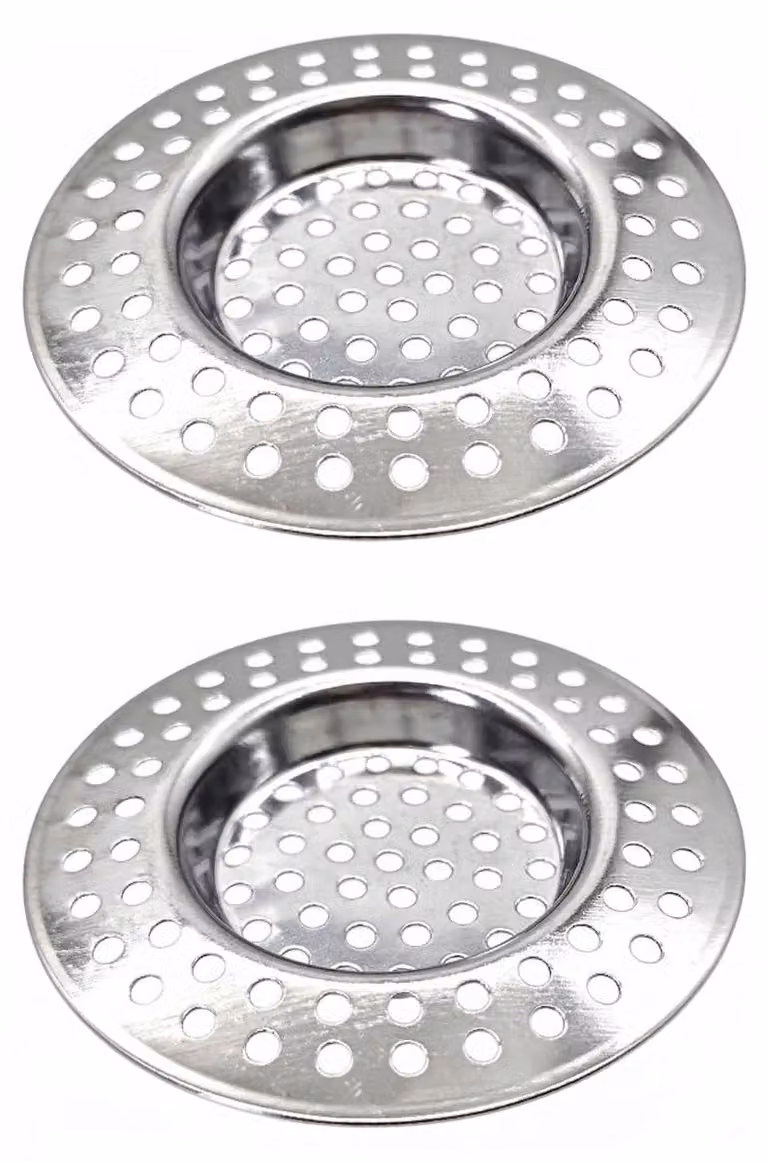 Set di 2 filtri per lavello in acciaio inossidabile, protezione per scarico da 7,5 cm
