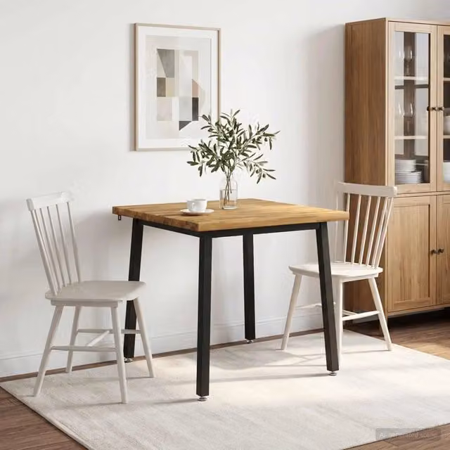 Tavolo quadrato moderno vidaXL in legno di acacia bianco e nero L/P/H: 80 x 80 x 75 cm