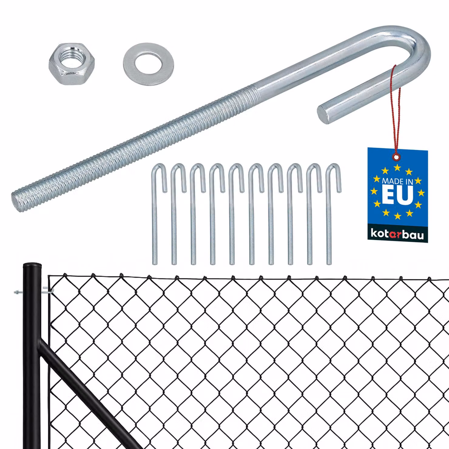 KOTARBAU® 10 Pezzi Tendifilo per Recinzione M8 Tenditore Filo Tendicavo per Filo Acciaio Tendifilo Aperto Gancio a Vite con Dado e Rondella Argento