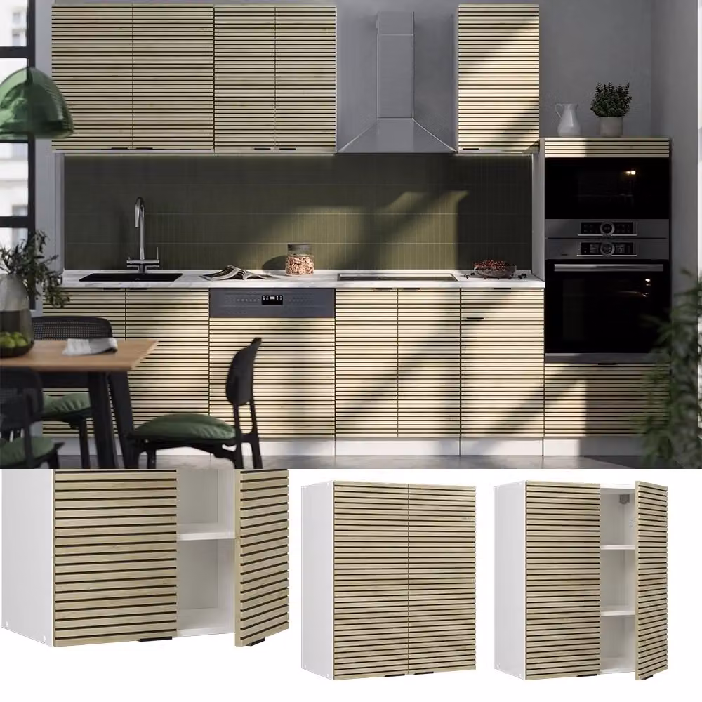 Pensile da cucina Vicco Fame-Line con ante a battente, finitura quercia e bianco, L: 60 cm – 2