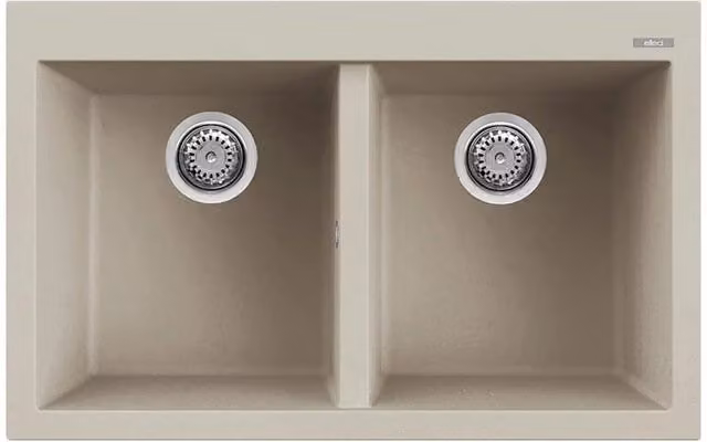 Lavello da incasso Elleci Quadra 350 a 2 vasche in Keratek Plus colore Champagne, L: 79 cm, P: 50 cm