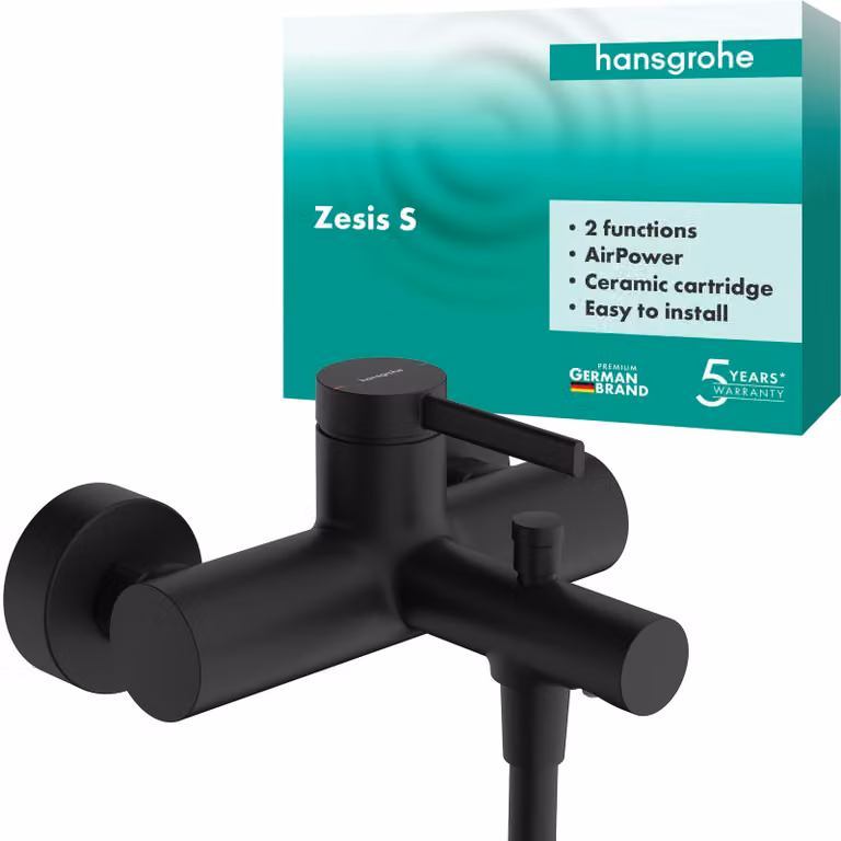 Miscelatore monocomando per bagno da appoggio, con bocchetta di erogazione di 17,5 cm, finitura nero opaco
