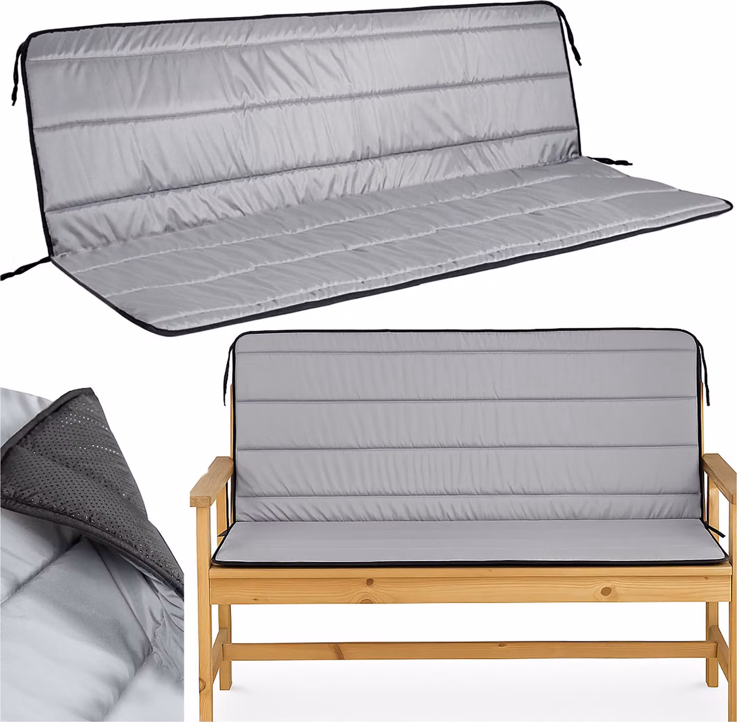 Cuscino per panca 180x50x50 cm grigio Cuscino per panca, cuscino per poltrona, cuscino trapuntato, cuscini per pallet