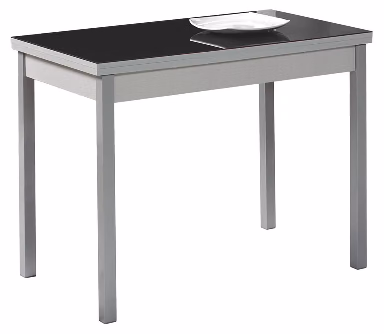 Tavolo da cucina estendibile, in metallo, colore nero, dimensioni 90x50 cm