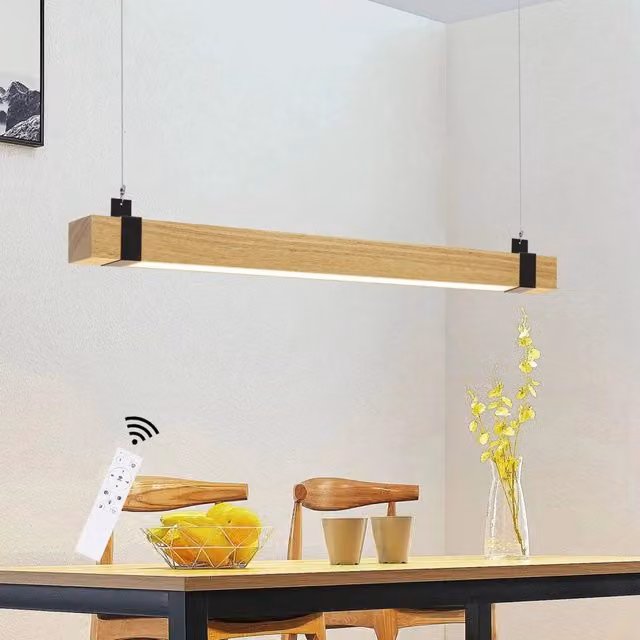 Lampada a sospensione ZMH in legno nero con telecomando e altezza regolabile in stile rustico per la tua sala da pranzo – 1