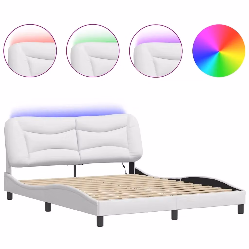 Giroletto con LED e porta USB Hvar vidaXL Bianco L 160 cm x P 200 cm – 2