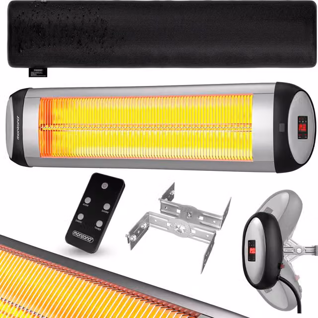 Stufa ad infrarossi Monzana da 2500W in alluminio color argento