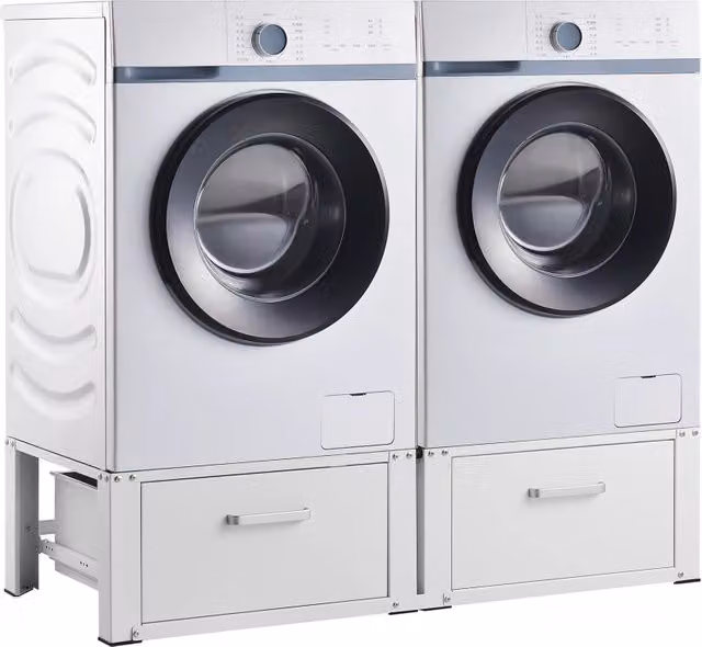 Supporto Doppio Heyen per Lavatrice con Cassetti in Acciaio Bianco en.casa L: 127 cm, P: 54 cm, H: 31 cm – 1