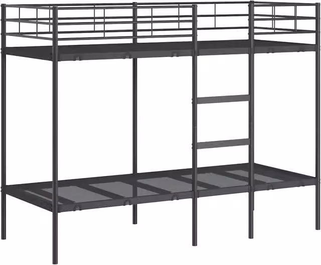 Letto singolo | Letto per adulti | Letto a Castello senza Materasso Nero 75x190 cm in Acciaio