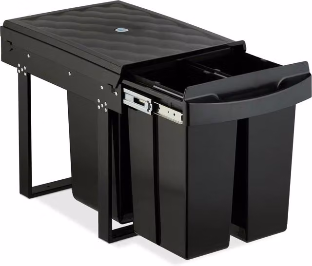Pattumiera da incasso pratica cucina guide metalliche 34 x 34 x 51,8 cm in plastica nera 13_0016696