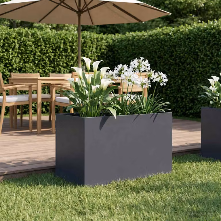 Vaso da giardino vidaXL in metallo colore antracite L 50 cm x P 40 cm x H 40 cm