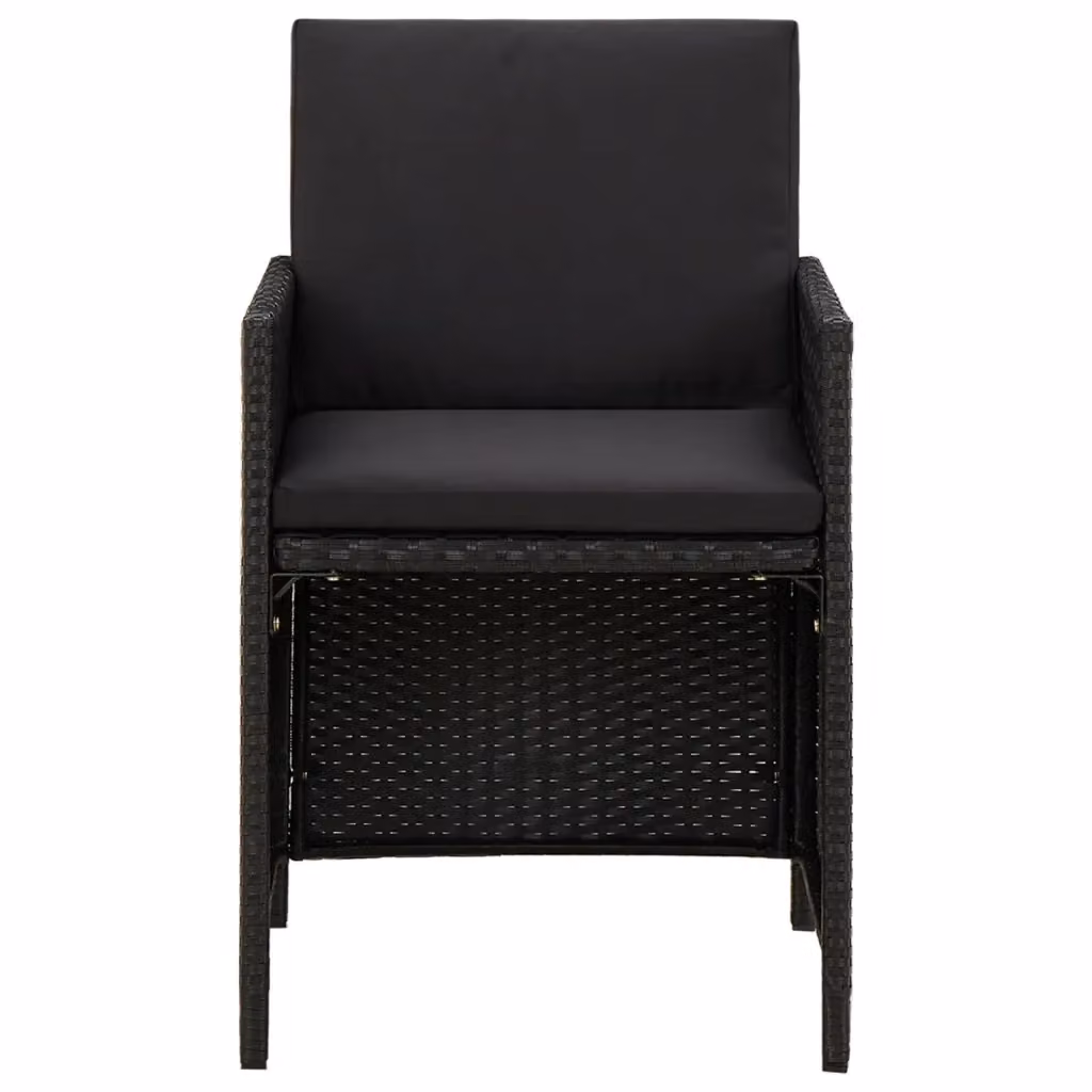 Set di 2 sedie da giardino moderne vidaXL in polyrattan nero con cuscini in tessuto resistente ai raggi UV – 2