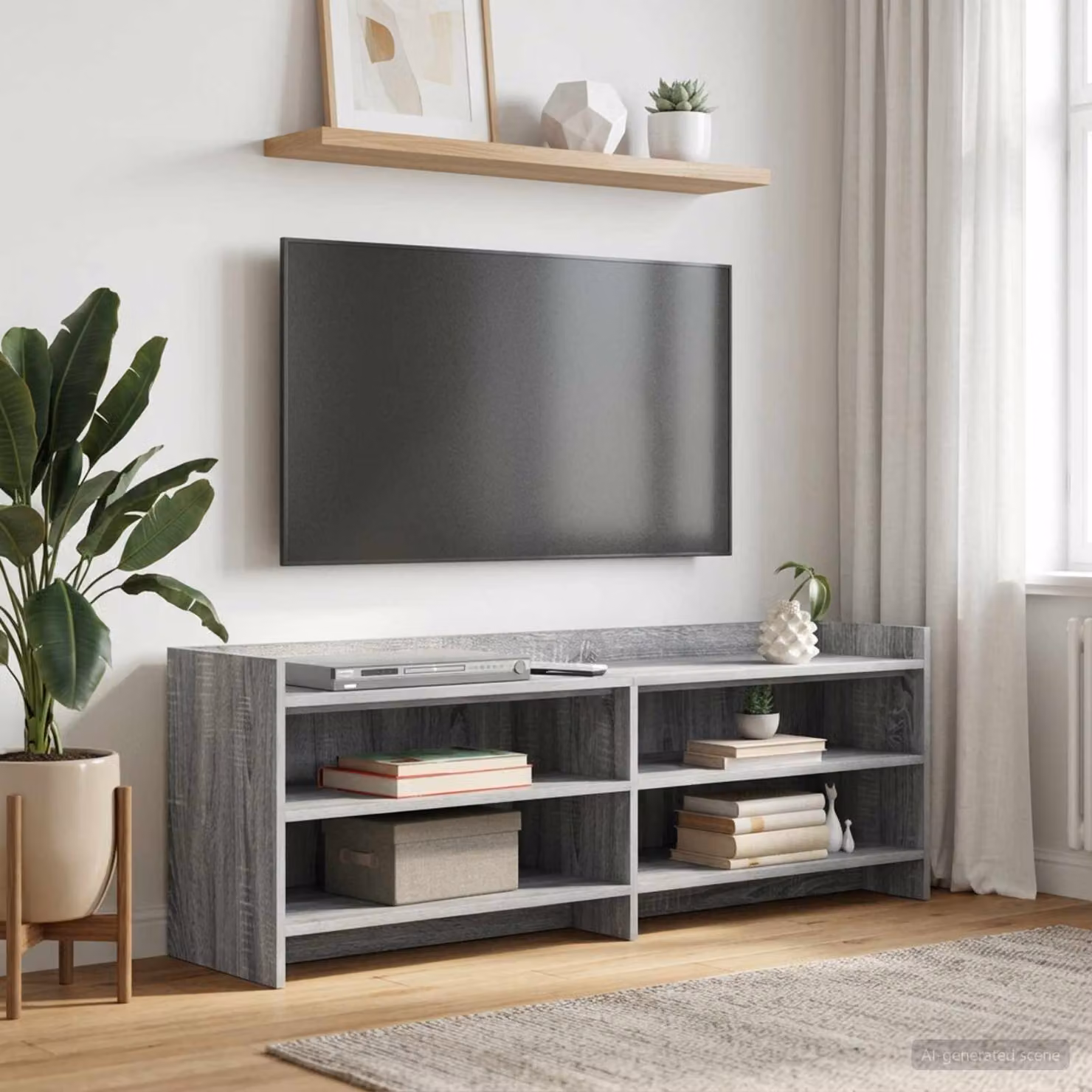 Mobile TV vidaXL moderno in legno ingegnerizzato grigio L: 135 cm, P: 33 cm, H: 47 cm