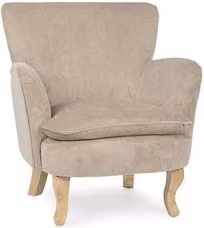 Poltrona Bizzotto in tessuto beige con braccioli per soggiorno