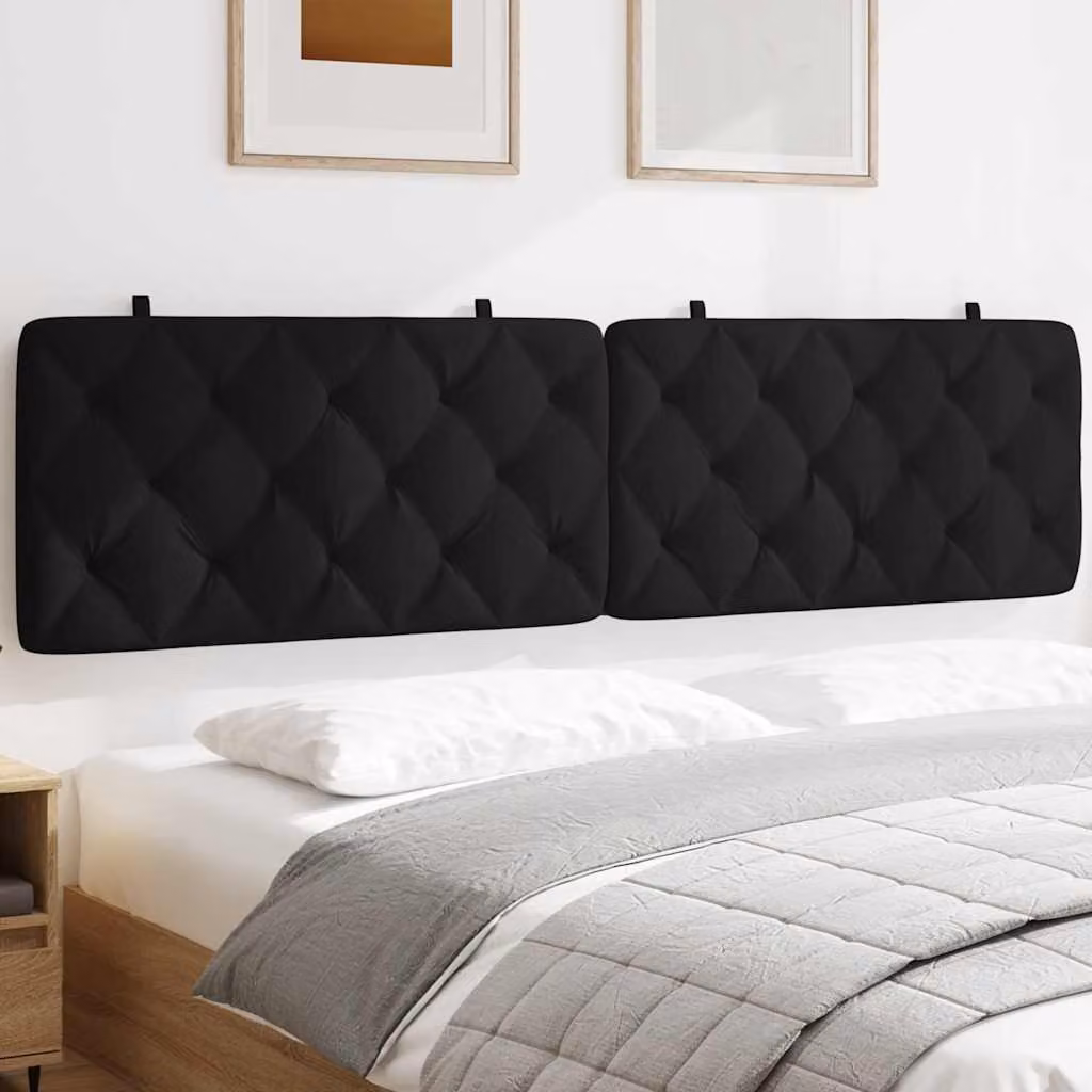 vidaXL Cuscino Testiera in Velluto Nero per Parete, L 200 cm