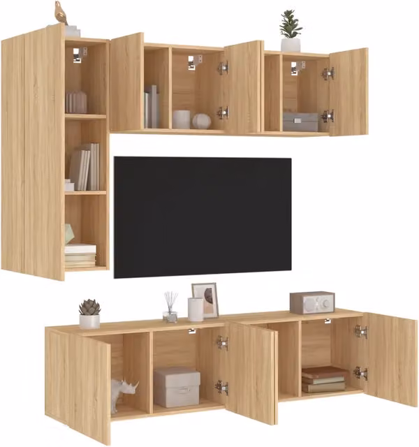 Mobili TV a Muro 5pz Rovere Sonoma in Legno Multistrato 3216466