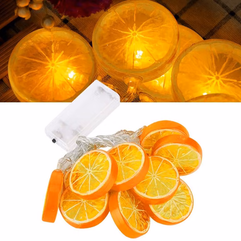 Catena luminosa a LED, lunghezza 1,5 metri, 10 LED, impermeabile, profumo di citronella, colore arancione