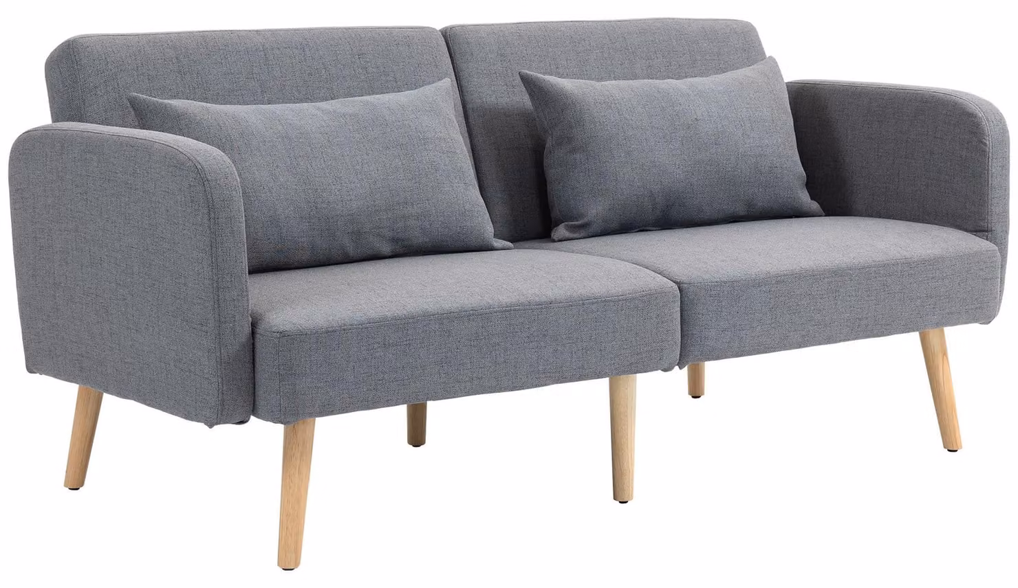 HOMCOM Divano letto a 3 posti, divano letto a 2 posti con funzione letto, 2 cuscini decorativi