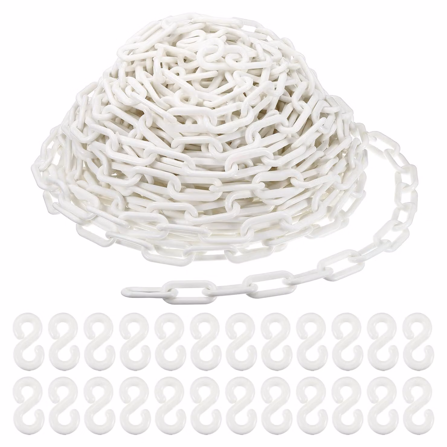 Catena in plastica, bianca, lunga 30 metri (100 piedi), diametro 5,1 cm, per delimitazione aree