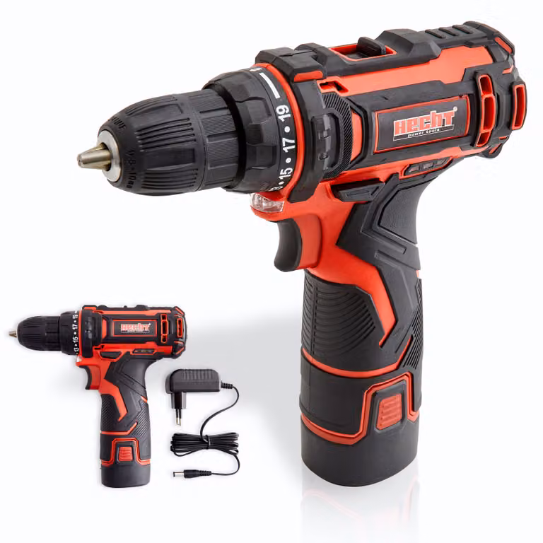 Avvitatore a batteria HECHT 1242 con batteria da 12 V e caricabatterie | Riduttore metallico a 2 velocità | 22 Nm