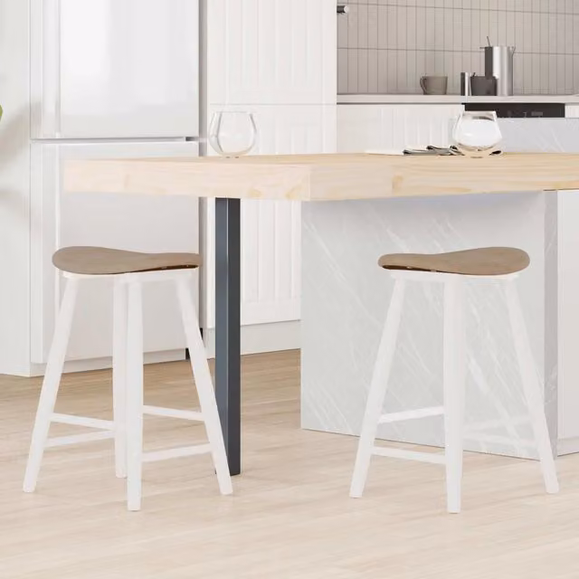 Set di 2 sedie da pranzo in stile mid-century vidaXL, rivestimento in microfibra bianca e struttura in legno di gomma, L/P/H: 46 x 37 x 63 cm