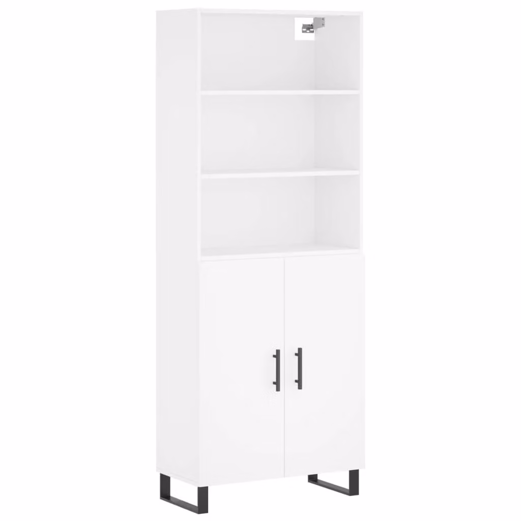 Credenza Bianca 69,5x34x180 cm in Legno Multistrato