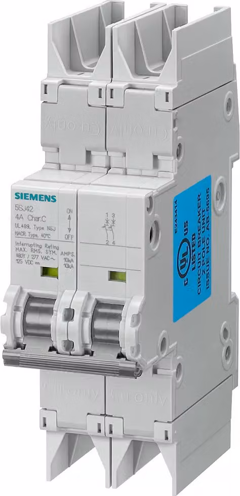 Interruttore automatico Siemens 480Y/277V 10kA, bipolare, D, 30A, conforme alla norma UL 489 5SJ42308HG42