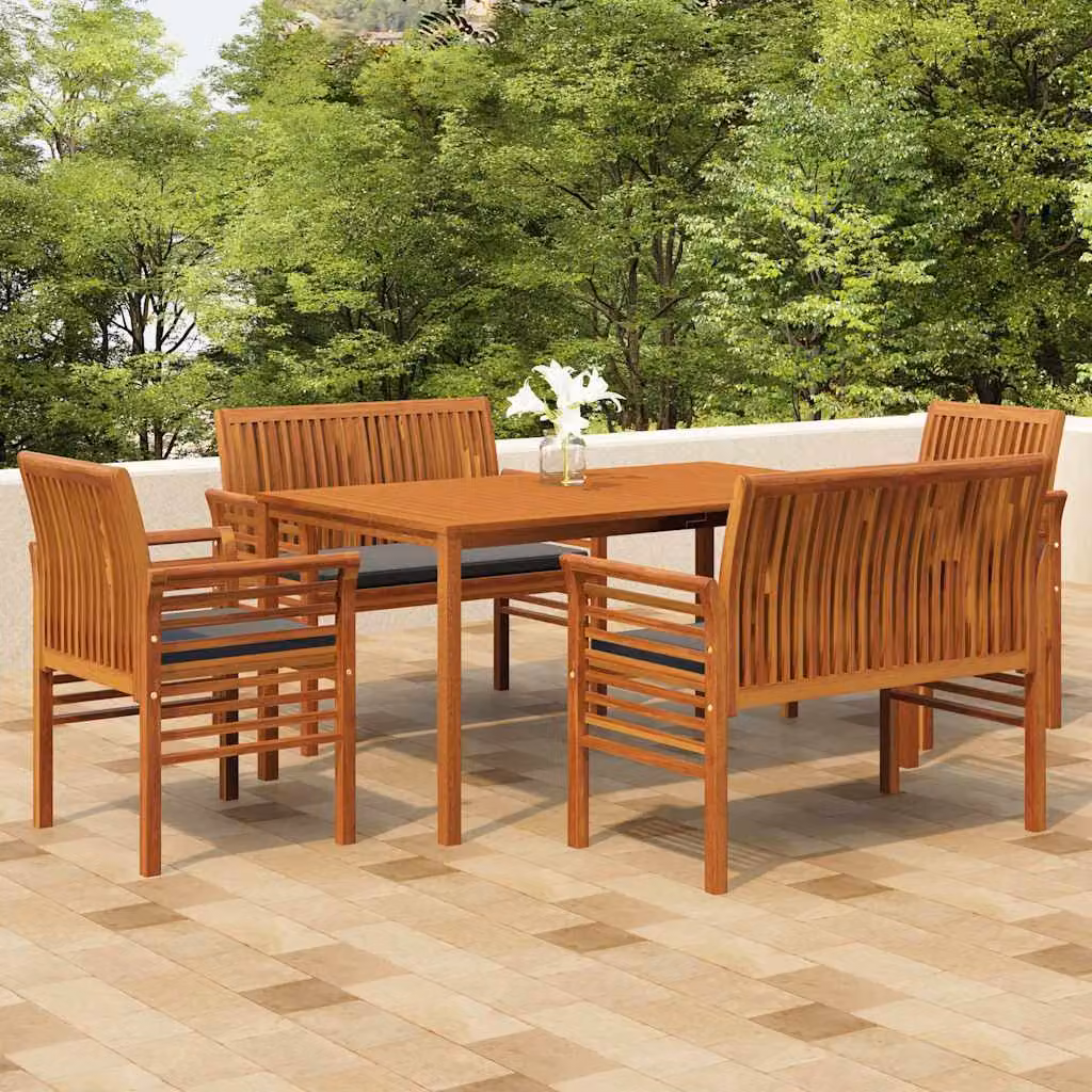 vidaXL Set da Pranzo per Esterni in Legno di Acacia Olio, Colore Marrone e Grigio – 1